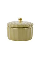 Zusss - Bewaarpotje Keramiek Ribbel - Green / Gold