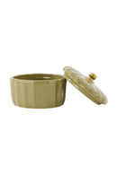 Zusss - Bewaarpotje Keramiek Ribbel - Green / Gold