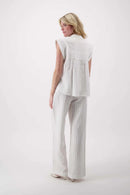 Zusss - Voile Blouse Met Structuur Streep - off white