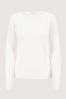 Zusss - Lange Mouw Boothals Top - Gebroken wit