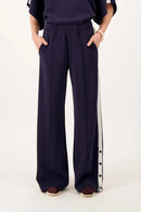 Zusss - Wideleg Jogger Broek Met Zijbies - Off White / Dark Navy
