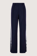 Zusss - Wideleg Jogger Broek Met Zijbies - Off White / Dark Navy