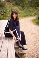 Zusss - Boothals Top Met Bies En Vlindermouw - Dark Navy
