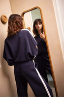 Zusss - Boothals Top Met Bies En Vlindermouw - Dark Navy