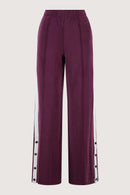 Zusss - Wideleg Jogger Broek Met Bies- Burgundy / Off White