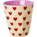 Rice - Medium Beker - With darling hearts print - Crème