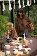 Zusss - Tafelkleed Dubbelzijdig Happy Home - Sand / Dark Brown