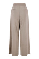 Zusss - Twill Broek Met Stretch Schuine Band - Dark Taupe / Off White