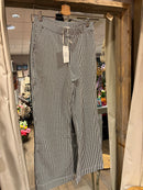 Zusss - Streep broek wijd model wit/ donkerblauw