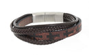 Leren Heren armband - Cross - Brown