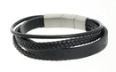 Leren Heren armband - Cross - Black
