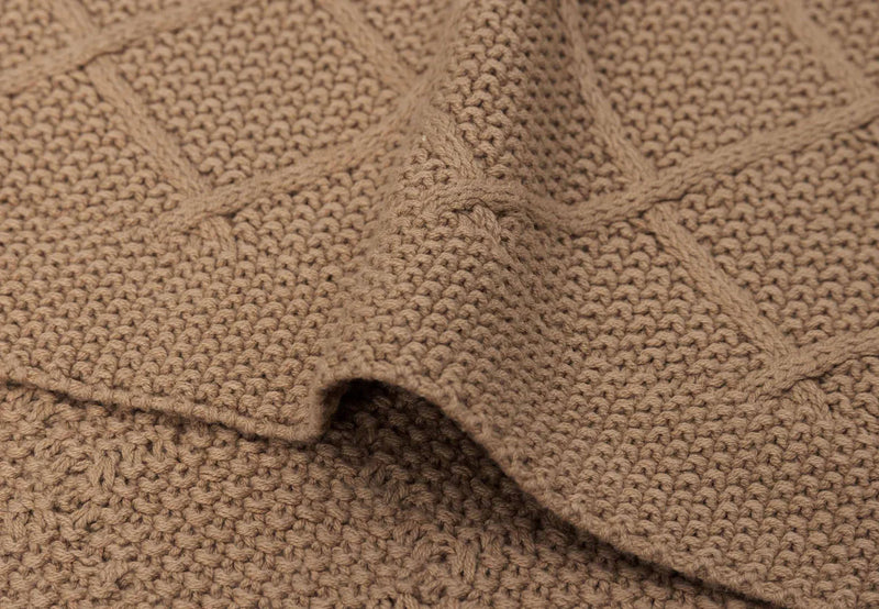 Jollein - Deken Ledikant 100x150cm Check Knit - Biscuit