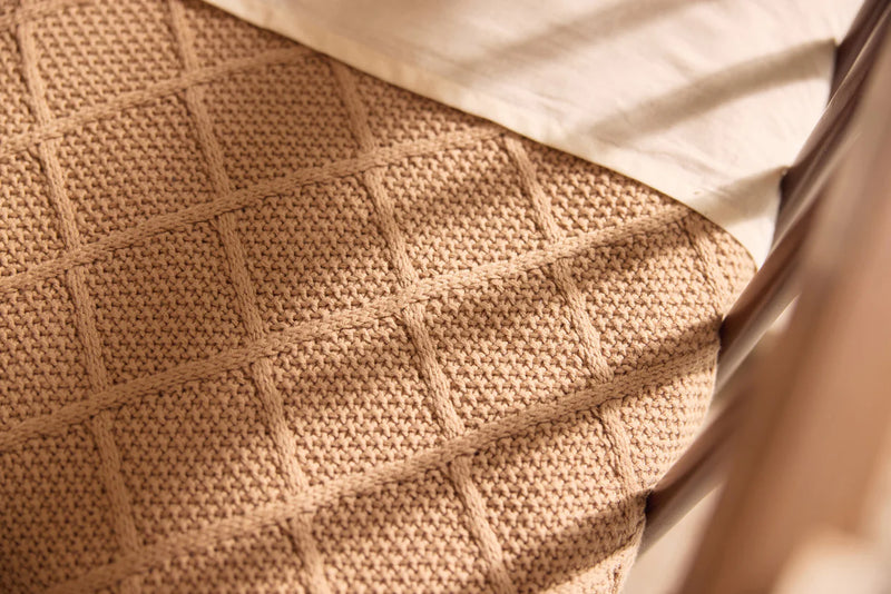 Jollein - Deken Ledikant 100x150cm Check Knit - Biscuit