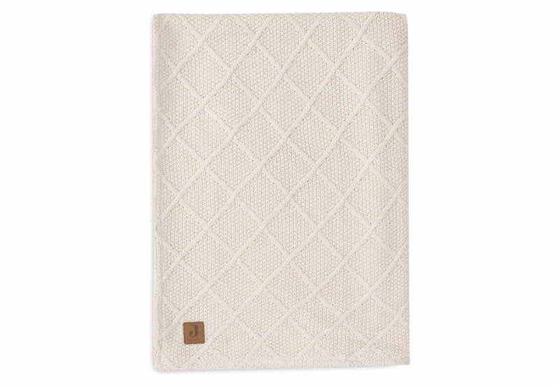 Jollein - Deken Ledikant 100x150cm Check Knit - Oatmeal/Teddy Fleece