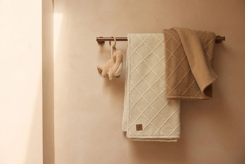 Jollein - Deken Ledikant 100x150cm Check Knit - Oatmeal/Teddy Fleece