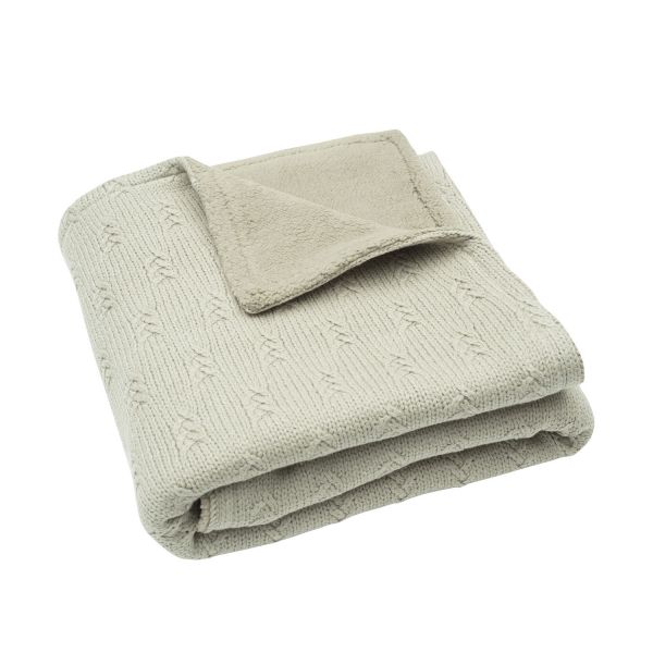 Jollein Deken Ledikant 100x150cm - Grain Knit - Olive Green/Velvet