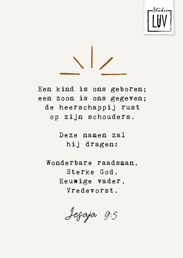 Studio LUV Kerstkaart - Jesaja 9:5