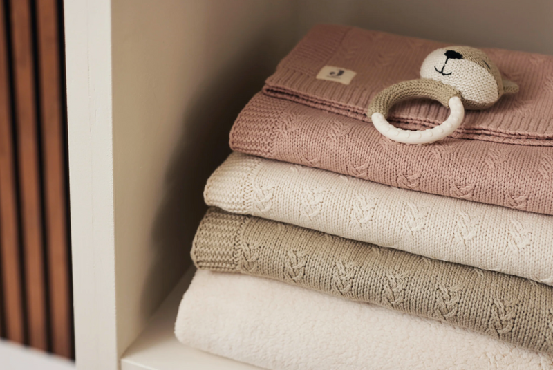 Jollein Deken Wieg 75x100cm - Grain Knit - Wild Rose