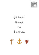 Studio LUV Kaart - Geloof, Hoop en Liefde