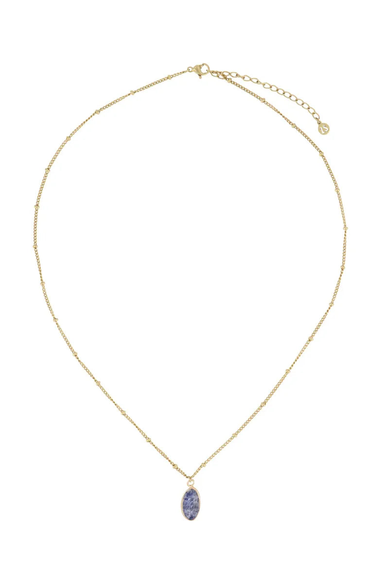 Zusss Ketting met glassteen - Donkerblauw