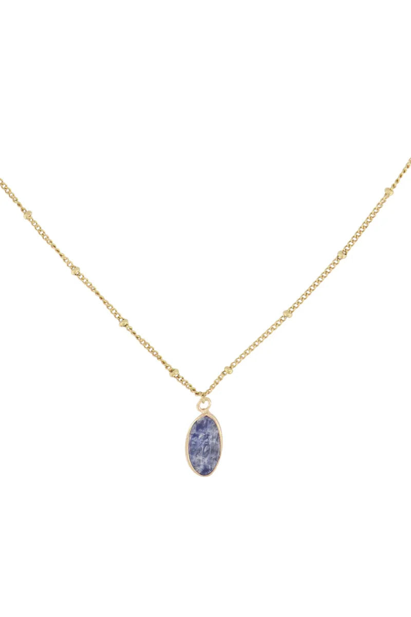 Zusss Ketting met glassteen - Donkerblauw