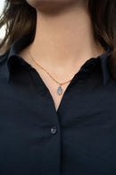 Zusss Ketting met glassteen - Donkerblauw