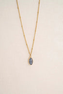 Zusss Ketting met glassteen - Donkerblauw