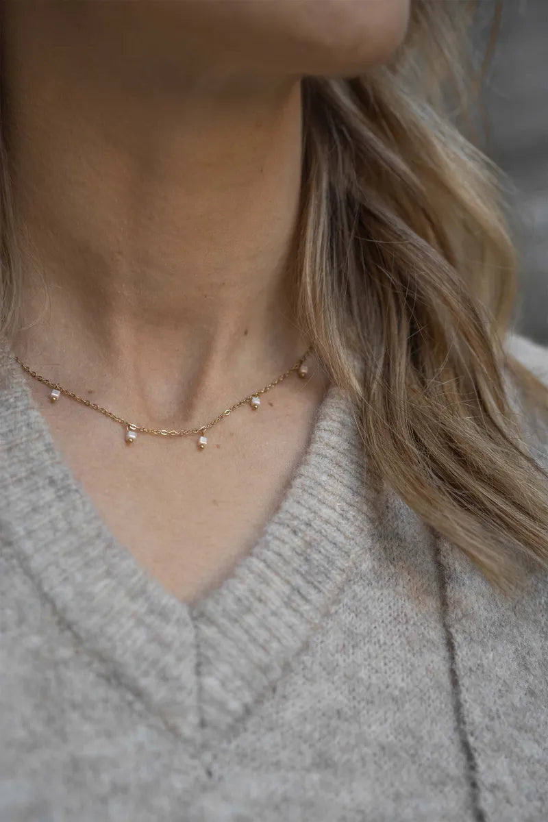 Zusss Ketting met steentjes - Off-white