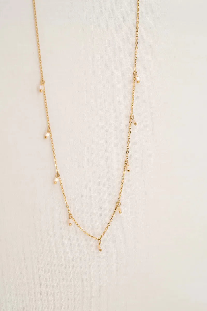 Zusss Ketting met steentjes - Off-white