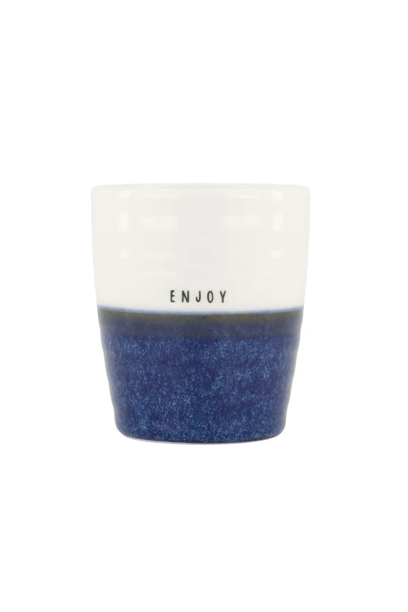 Zusss Koffiemok - Enjoy - Donkerblauw/Wit
