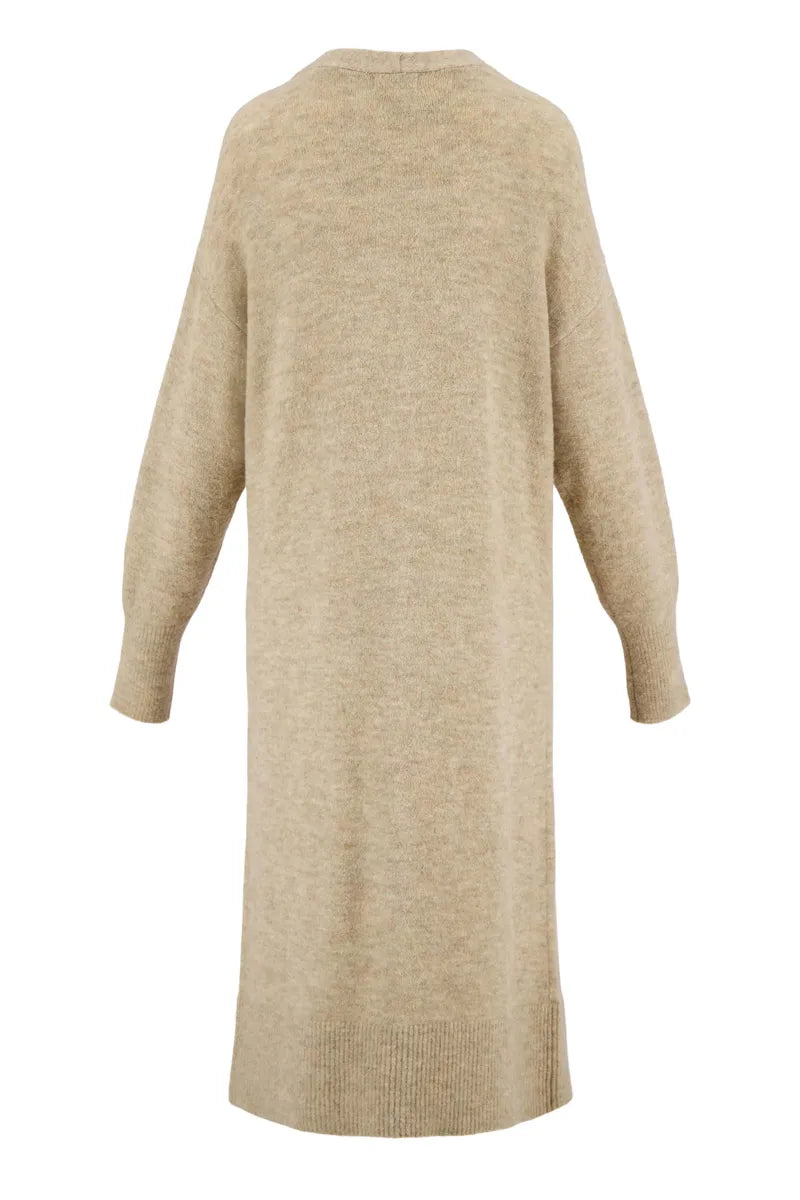 Zusss Lang Gebreid Vest - Zand