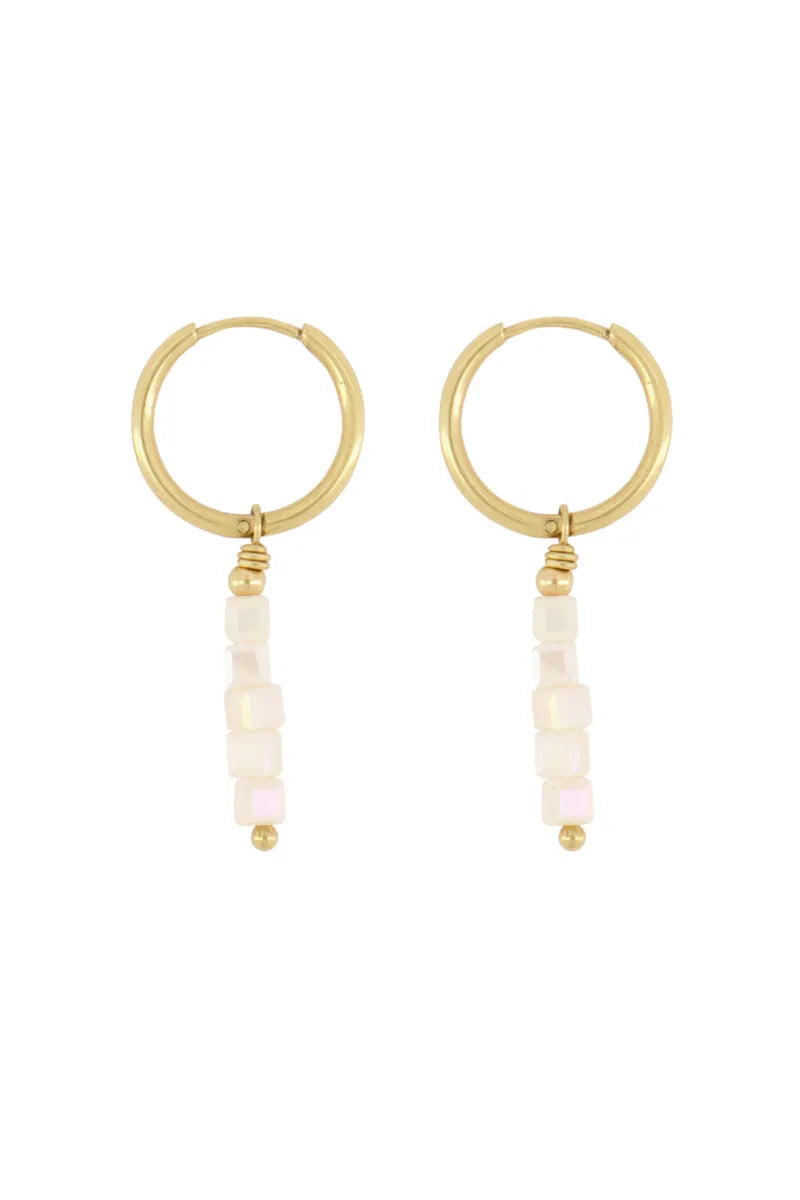 Zusss Oorbellen met steentjes - Off-white