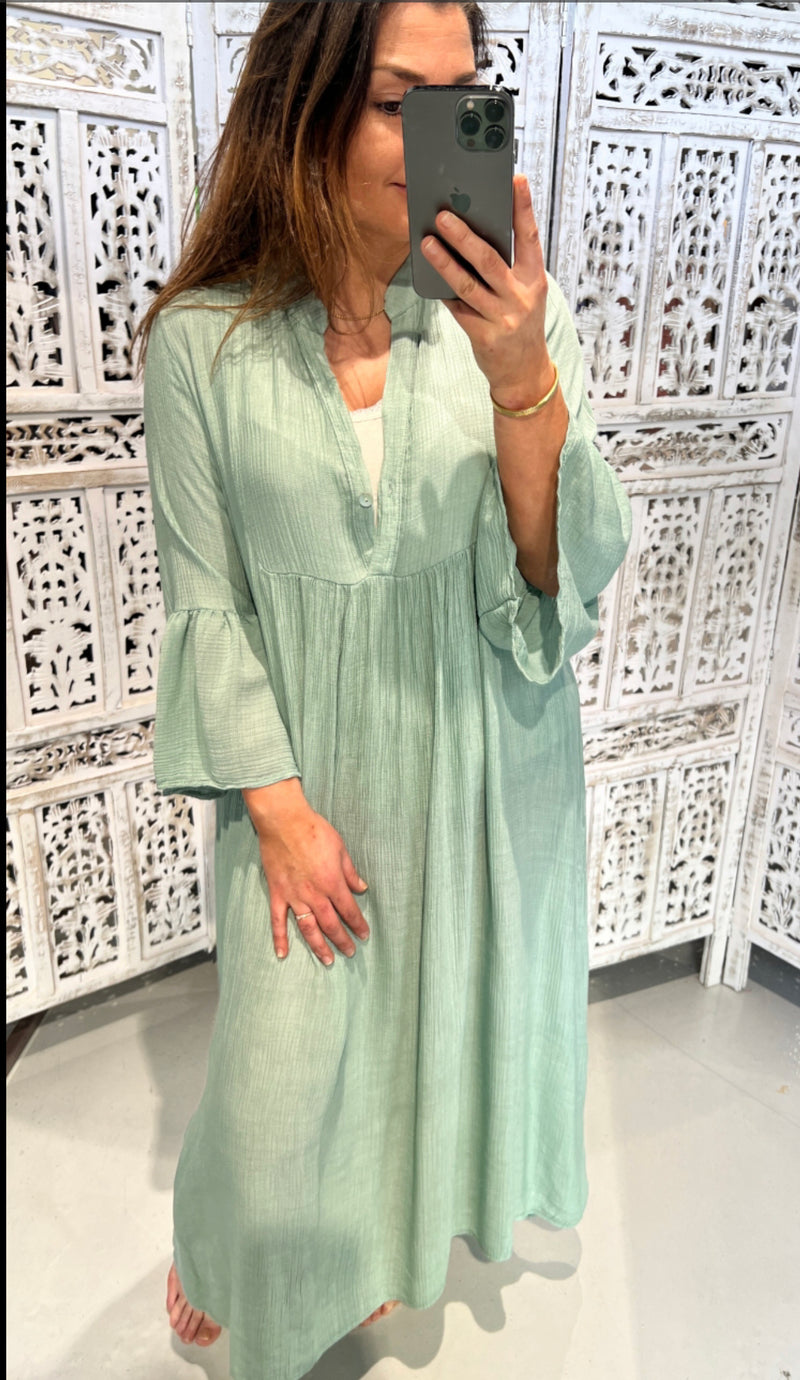 Hippe zomer jurk - Mint groen - maat S/M