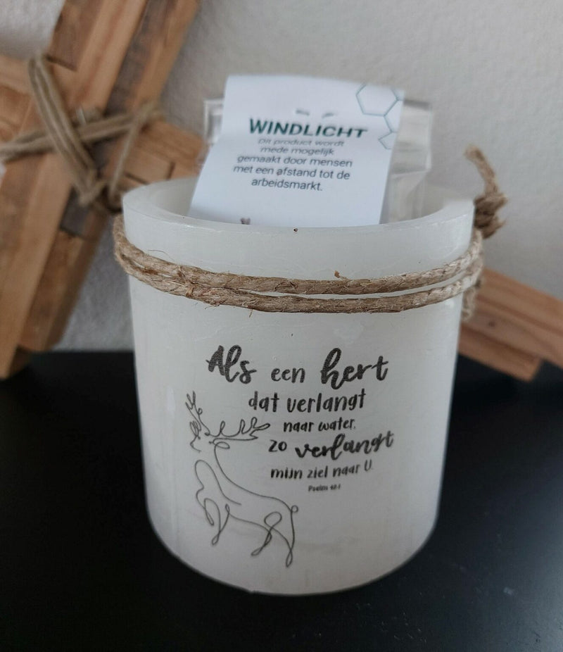 Windlicht - Als een hert dat verlangt - Wax Kaars