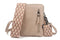 Telefoon Tasje - Taupe met lichtroze / bruin schouderband