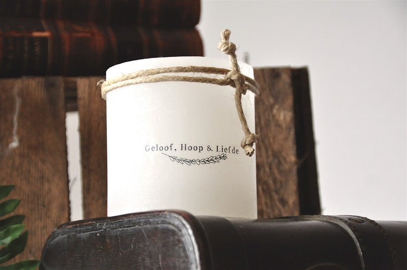 Windlicht - Geloof, Hoop & Liefde - Wax Kaars