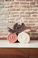 Jollein Wieg Deken 75x100cm - Spring Knit - Chestnut/Coral Fleece