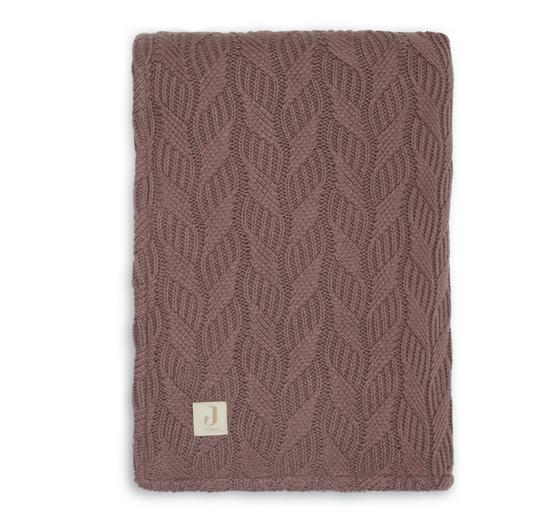 Jollein Ledikant Deken 100x150cm - Spring Knit - Chestnut/Coral Fleece