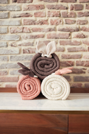 Jollein Ledikant Deken 100x150cm - Spring Knit - Chestnut/Coral Fleece