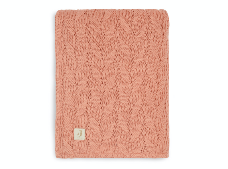 Jollein Wieg Deken 75x100cm - Spring Knit - Rosewood/Coral Fleece