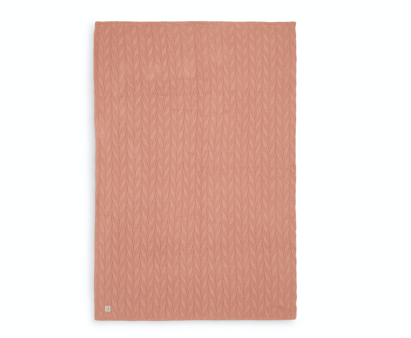 Jollein Wieg Deken 75x100cm - Spring Knit - Rosewood/Coral Fleece