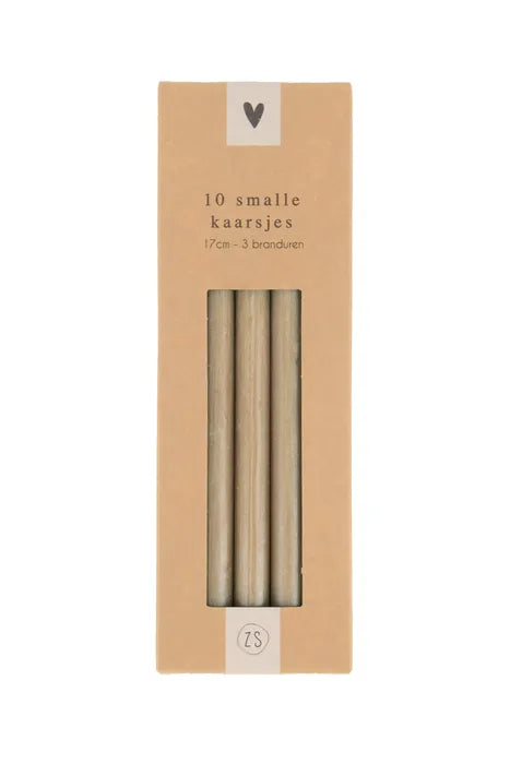 Zusss Doosje met 10 smalle kaarsjes - Kaki