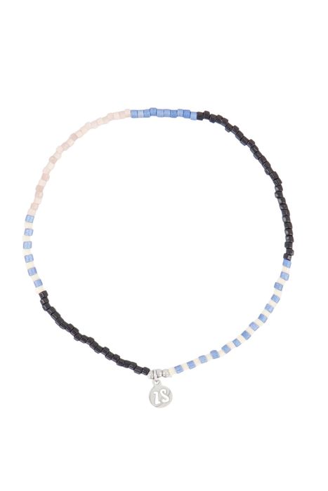 Zusss Fijn Kralenarmbandje - Grijsblauw/Zwart/Zand