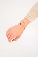 Zusss Fijn Kralenarmbandje - Grijsblauw/Zwart/Zand
