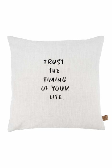 Zusss Kussen Trust the timing - 45x45cm - Peper en zout