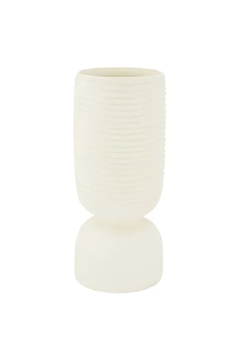 Zusss Polystone Vaas met ribbels - Off White
