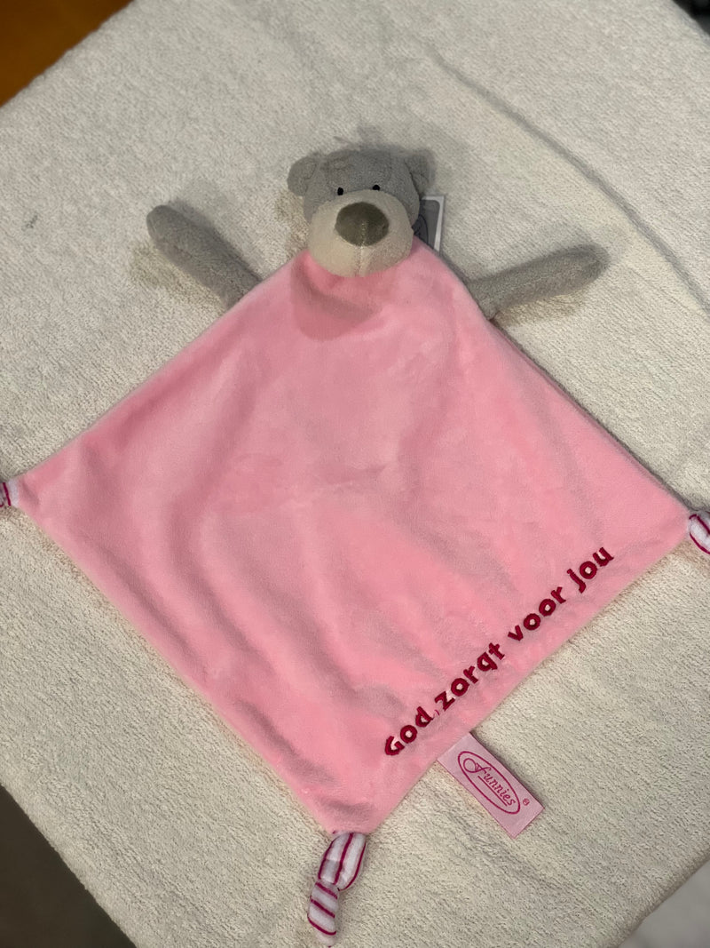 Knuffel doekje - God zorgt voor jou - Roze