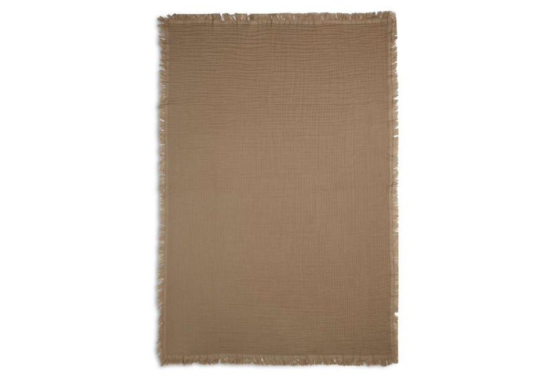 Jollein Wieg Deken Muslin Fringe - 75x100cm - Ivory/ Storm Grey/ Biscuit