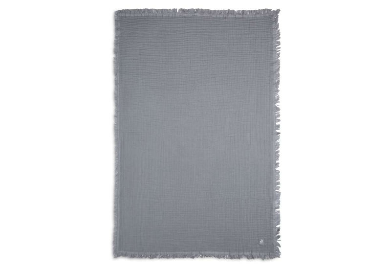 Jollein Wieg Deken Muslin Fringe - 120x120cm - Ivory/ Storm Grey/ Biscuit