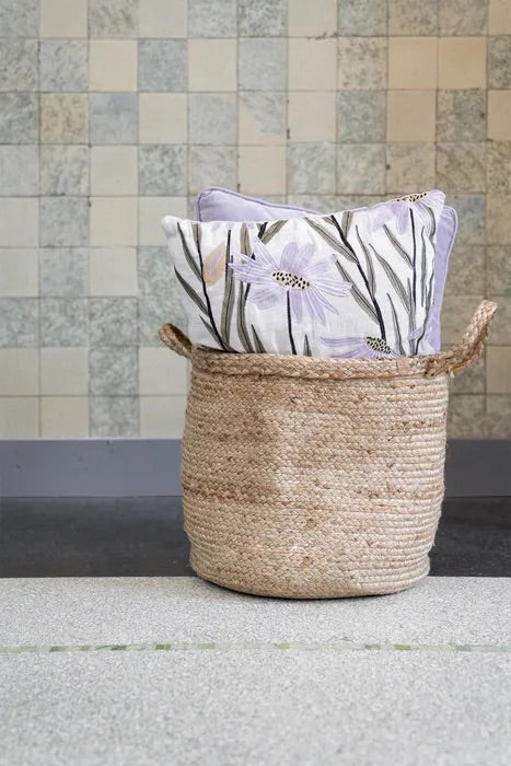 Zusss Jute Opbergmand / Tas met hengsels - 38x33cm - Naturel